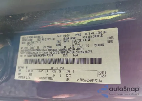 2019 Ford F-150 Xlt from USA, damaged, VIN 1FTEW1E59KFB47318